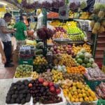 Exotic fruits stand at a traditional Medellín market