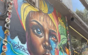 Colorful street art in Comuna 13, Medellín